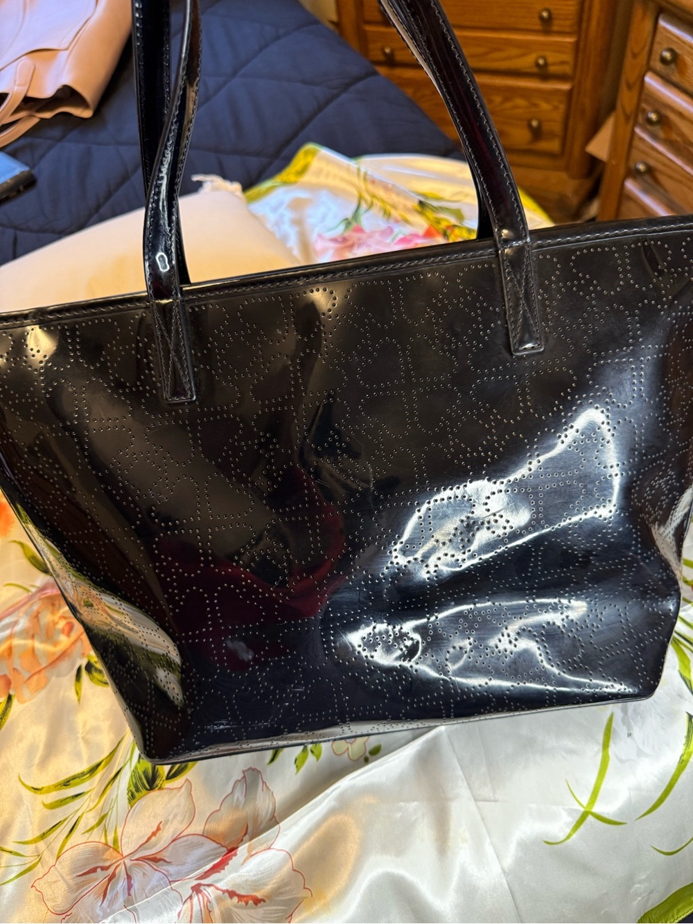 Kate Spade New York Perforated Patent Leather Tote Bag – Black - Picture 2 of 16